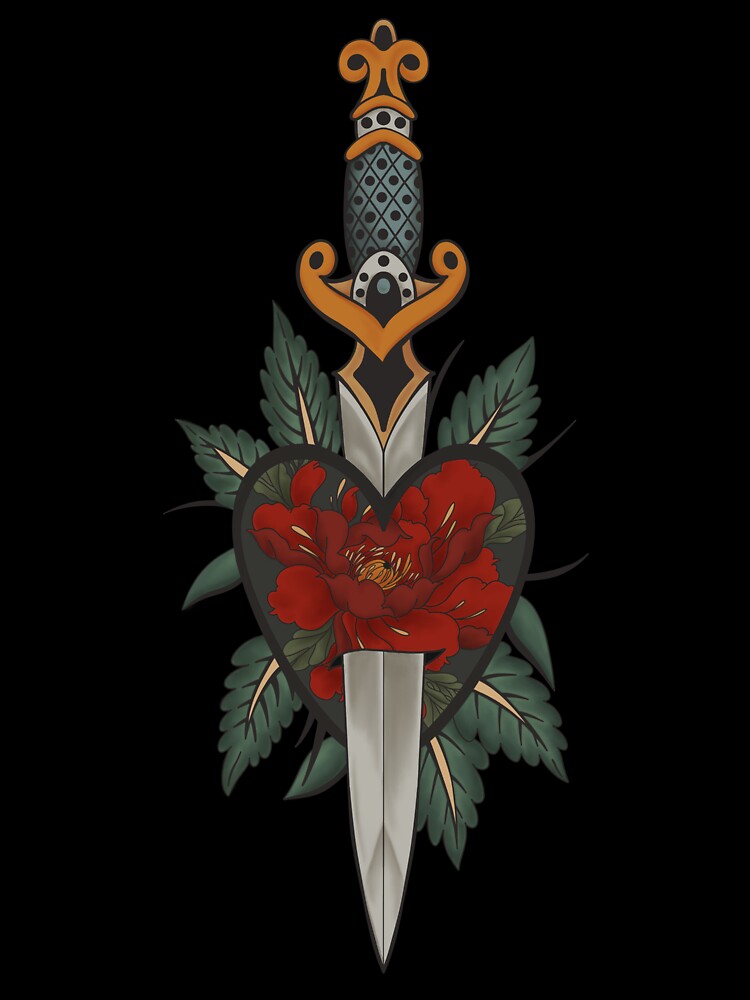 Gothic Sword and Heart Tattoo - Red Version by Arcane Orchid