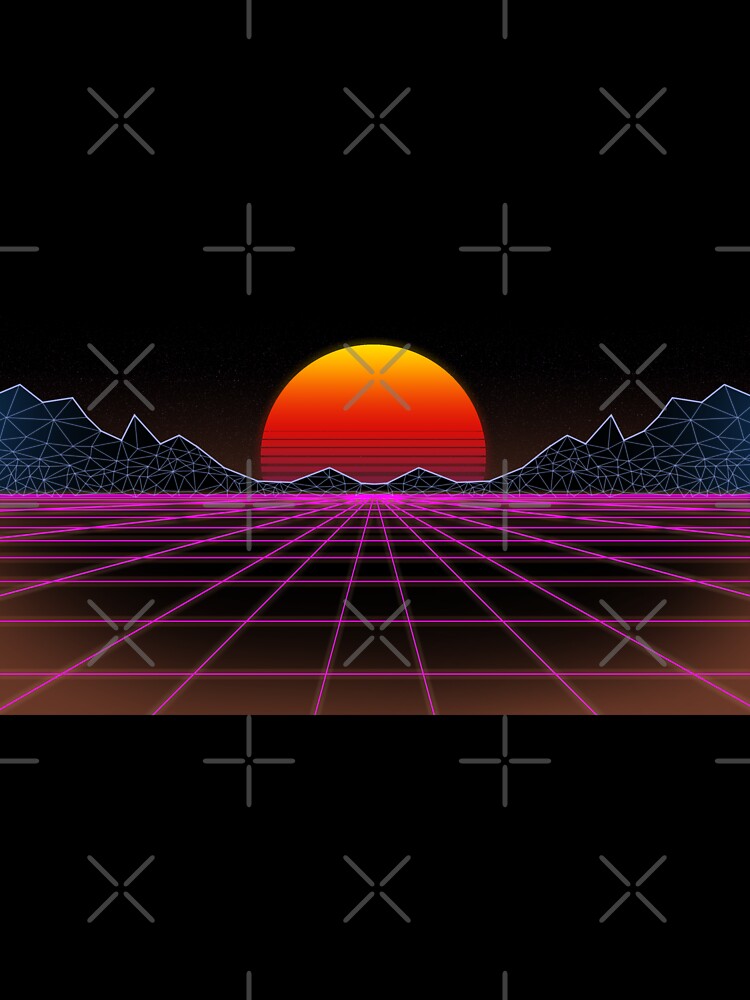 80s retrowave neon grid sunset valley by ibygtr