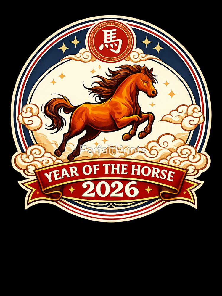 2026 Year of the Horse Chinese New Year Logo – Lunar New Year Zodiac Design by ParfaitPrints