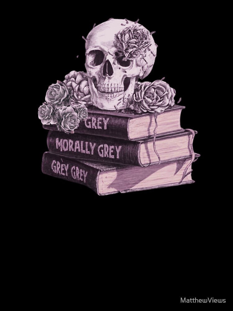 Morally Grey Dark Romance Books Funny Gifts for Dark Romance Readers Skull Cool With Roses by MatthewViews