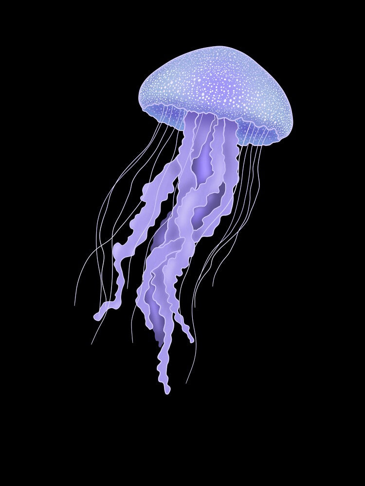 Pastel Jellyfish Illustration - Minimal ocean aesthetic art by ZizoaArt