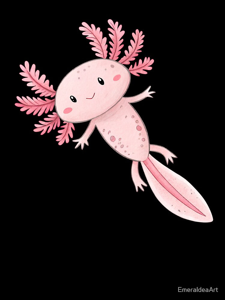 Cute Pink Watercolor Axolotl Illustration by EmeraldeaArt