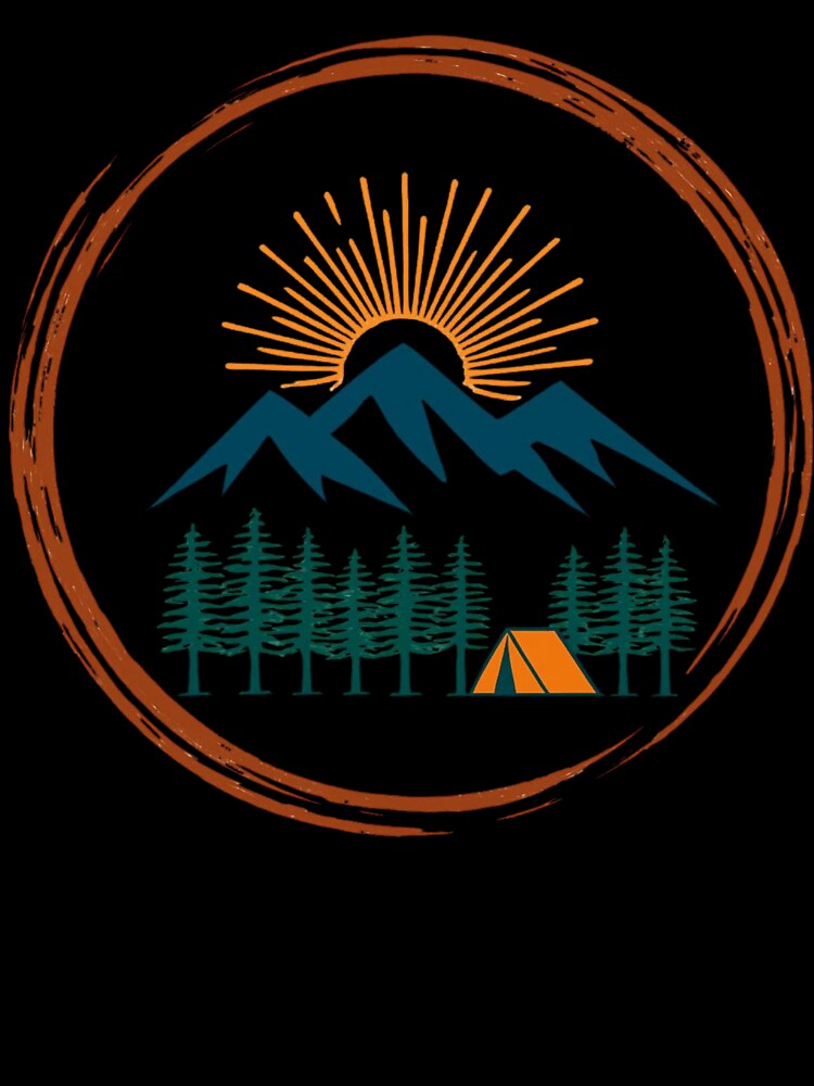 Vintage Mountains Tent Trees Tourist T-Shirt by MerchlyMike