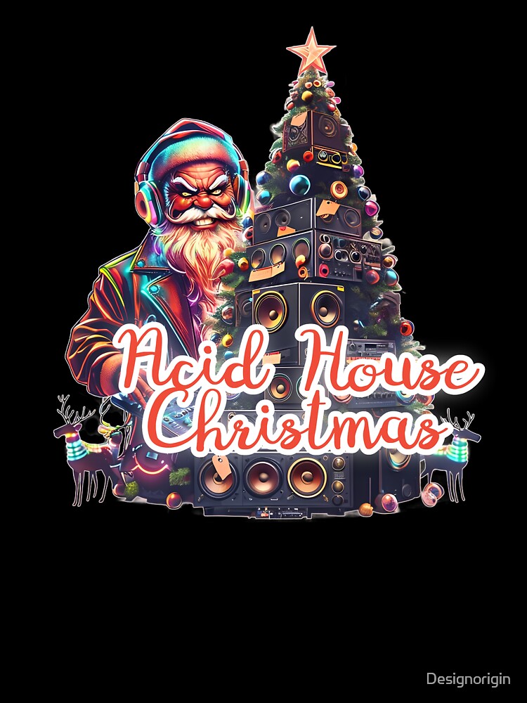 Acid House Christmas - Rave Santa with Speaker Tree by Designorigin