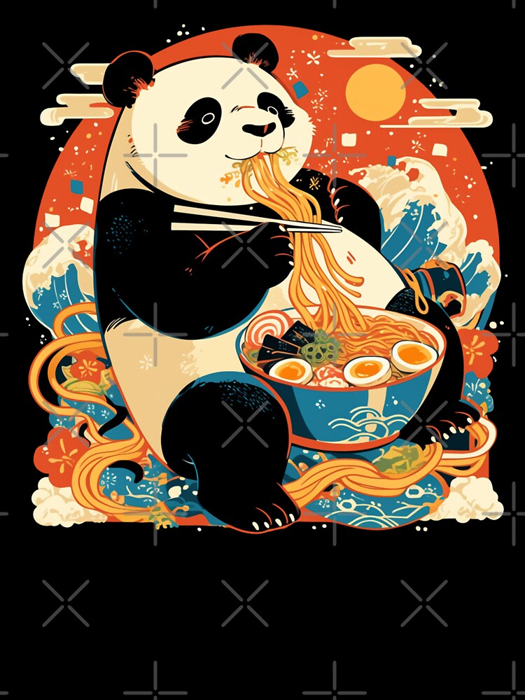 Panda eating bowl of spicy beef ramen noodles by Nightarcade