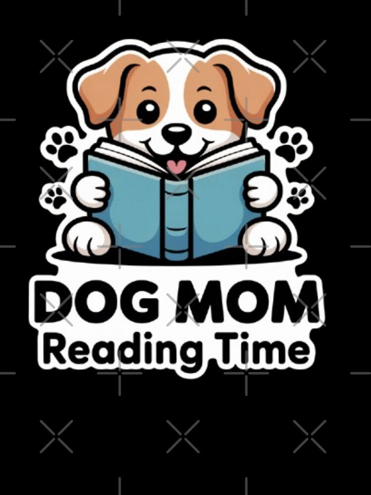 Dog Mom Reading Time Cute Dog Book Lover Sticker by KomalArtStudio