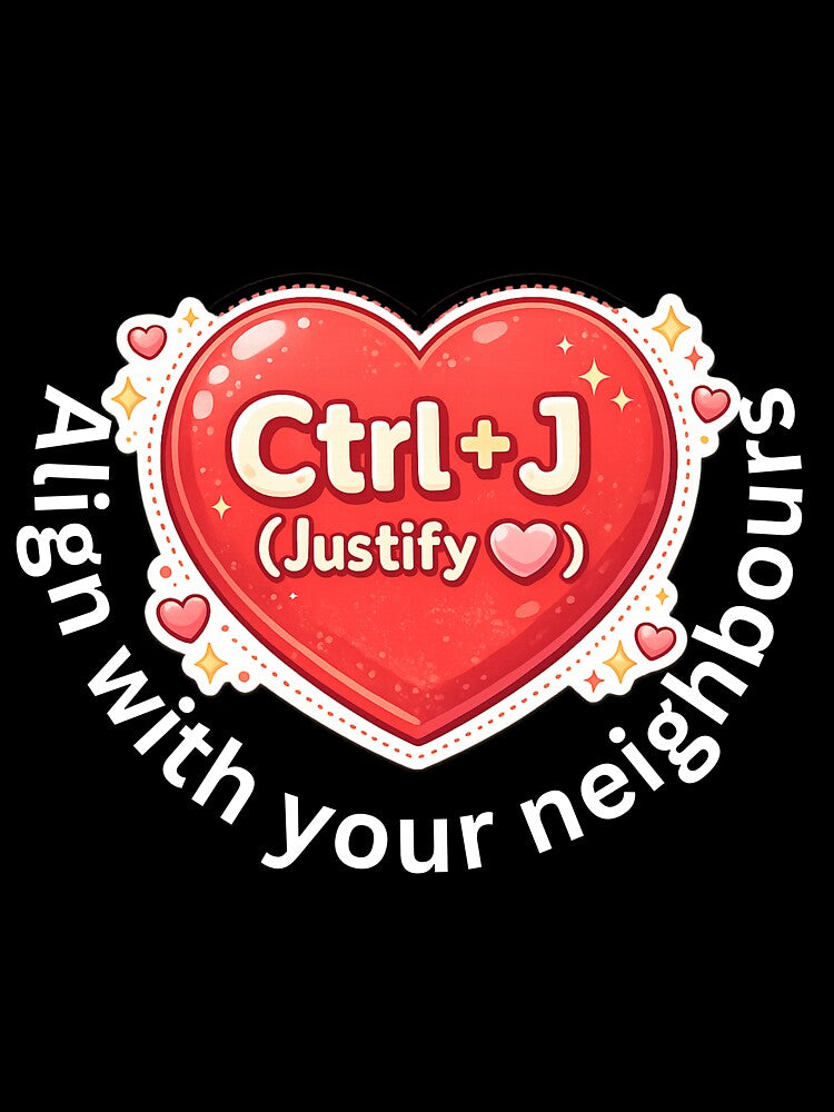Ctrl+J Justify Have Heart Alignment with Neighbors– Keyboard Shortcut Love Design for Programmers & Computer Lovers by UC-AbelBooks