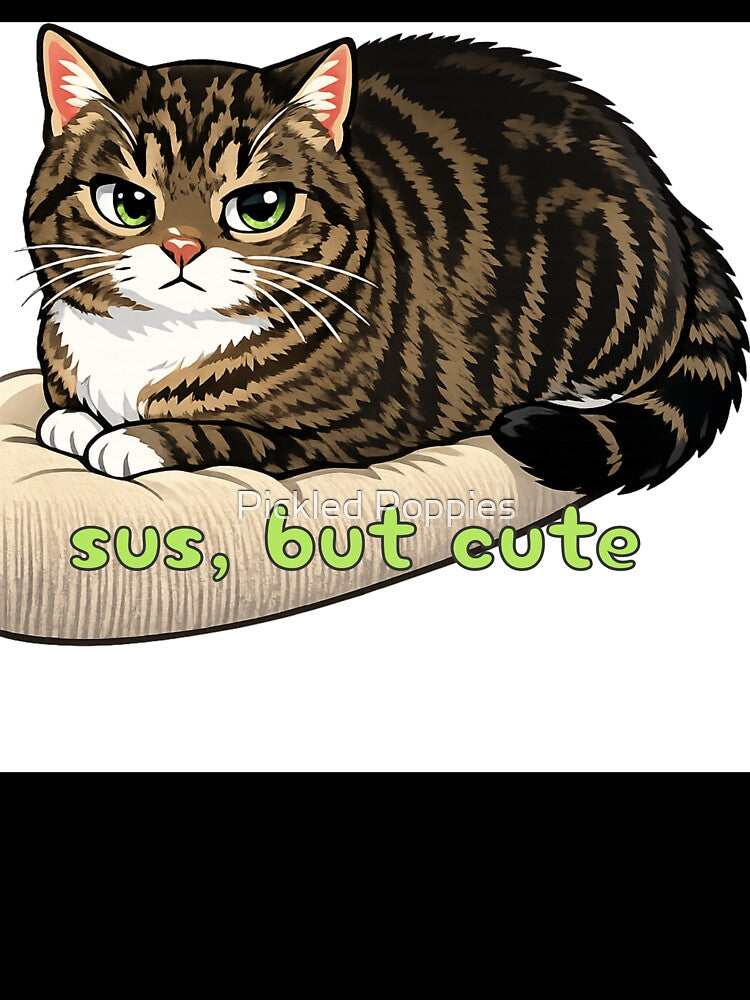 Sus, But Cute – Kawaii Judgmental Cat Illustration by Pickled Poppies