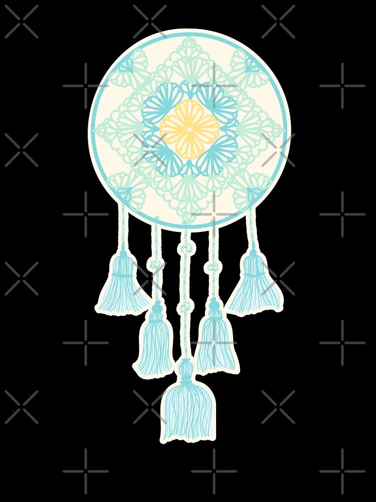 teal and yellow dreamcatcher by marufemia