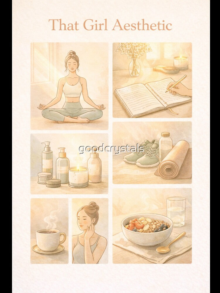 That Girl Aesthetic Morning Routine Planner Print & Wall Art by goodcrystals