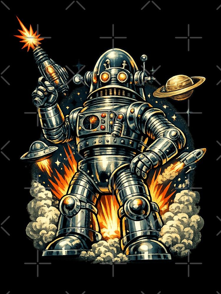 Atomic Patrol Bot – Retro 1950s Sci-Fi Robot Vintage Space Design by Kevin Shearer