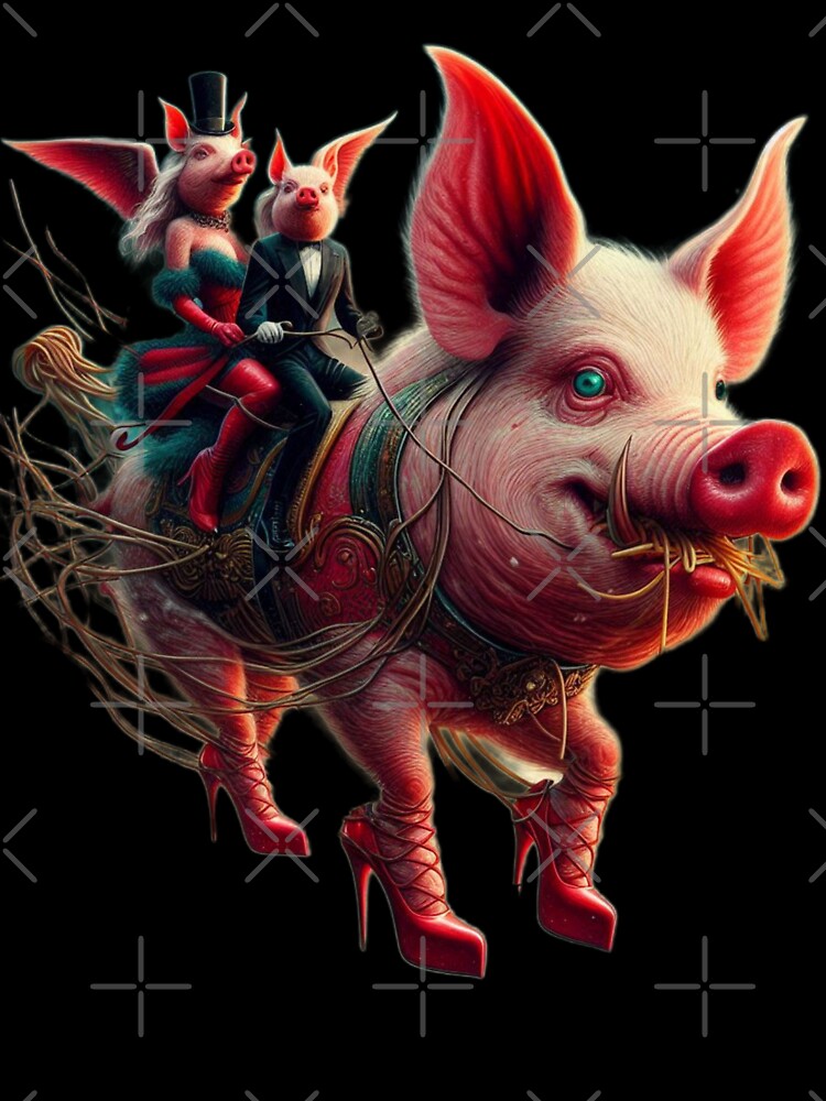 Gothic Pig Aristocrats Riding Giant Boar in High Heels by LujziWorld
