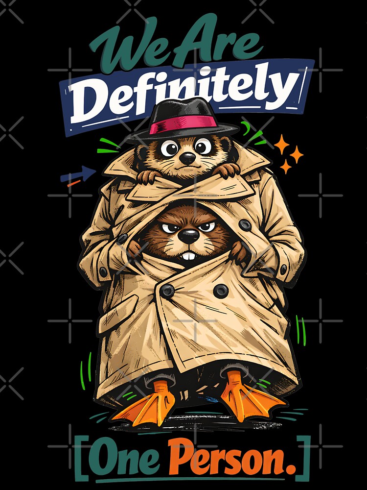 We Are Definitely One Person Funny Animal Trench Coat Imposter Syndrome Humor - Three Animals in a Suit Weirdcore Aesthetic Illustration by Vivaan Studio by Vivaan Studio