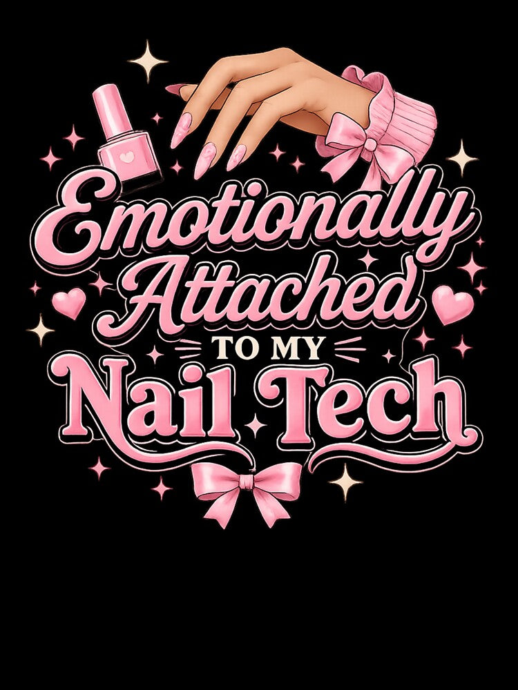 Emotionally Attached To My Nail Tech – Cute Pink Coquette Nail Salon Design by Saritahosny1