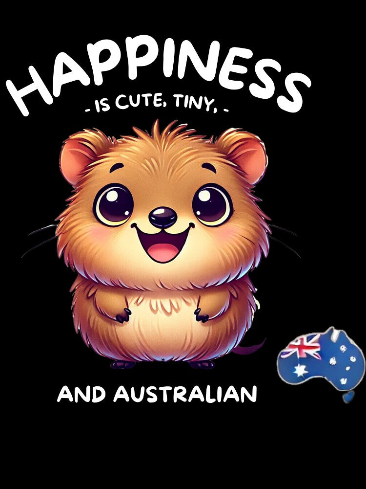 Happiness is Cute, Tiny and Australian - Quokka Black by welovequokkas
