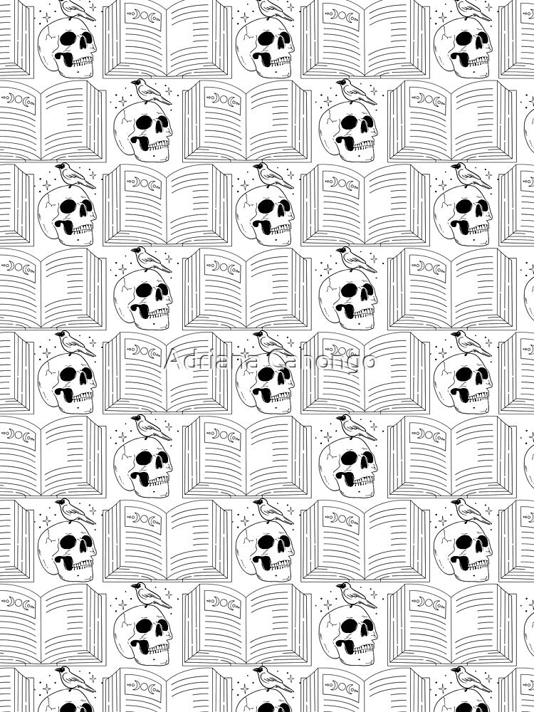 Skulls and Books by Adriana Cahongo