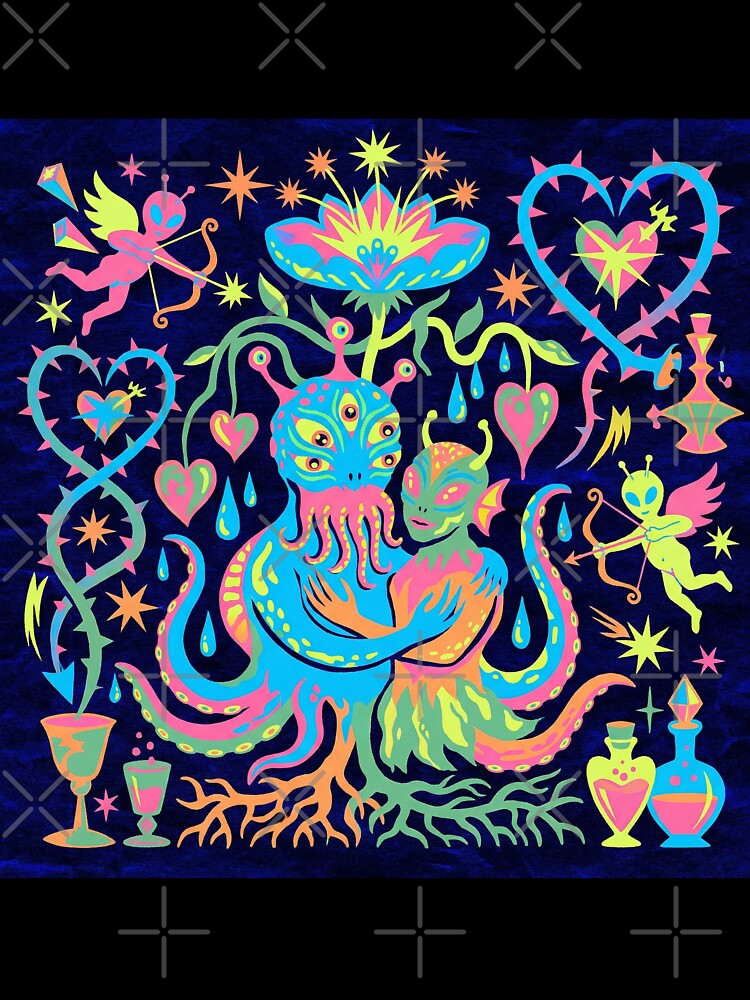 Neon Psychedelic Alien Love Cosmic Roots by zzz888