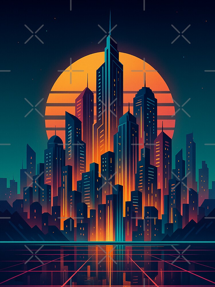 Synthwave Metropolis Sunset by Vitalka-uk