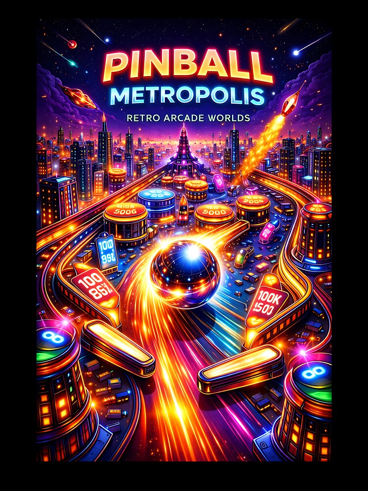 Pinball Metropolis – Neon Arcade City | Retro Gaming Skyline Aesthetic by Digital Culture Studio