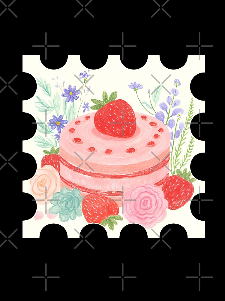 Vintage Strawberry High Tea Vintage Stamp Art by AkaiRoom