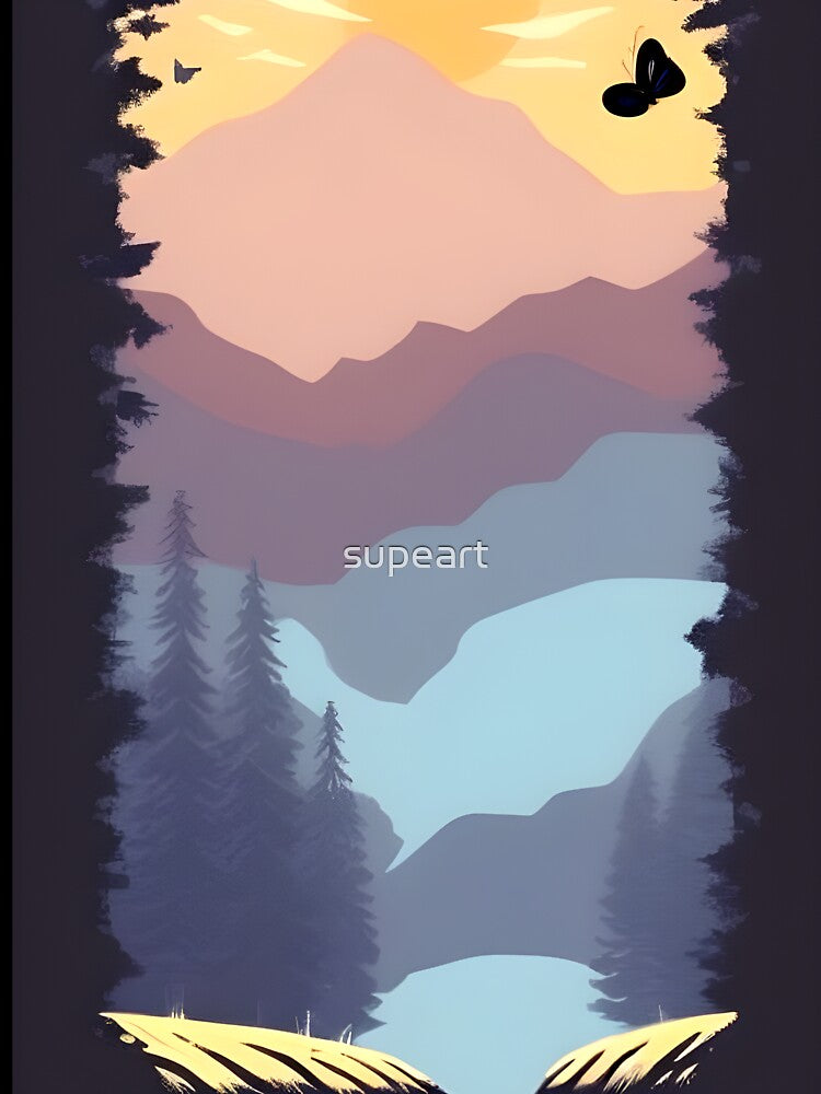 Find the Perfect Minimalist Landscape Mountain Trees Print for Your Personal Style by supeart