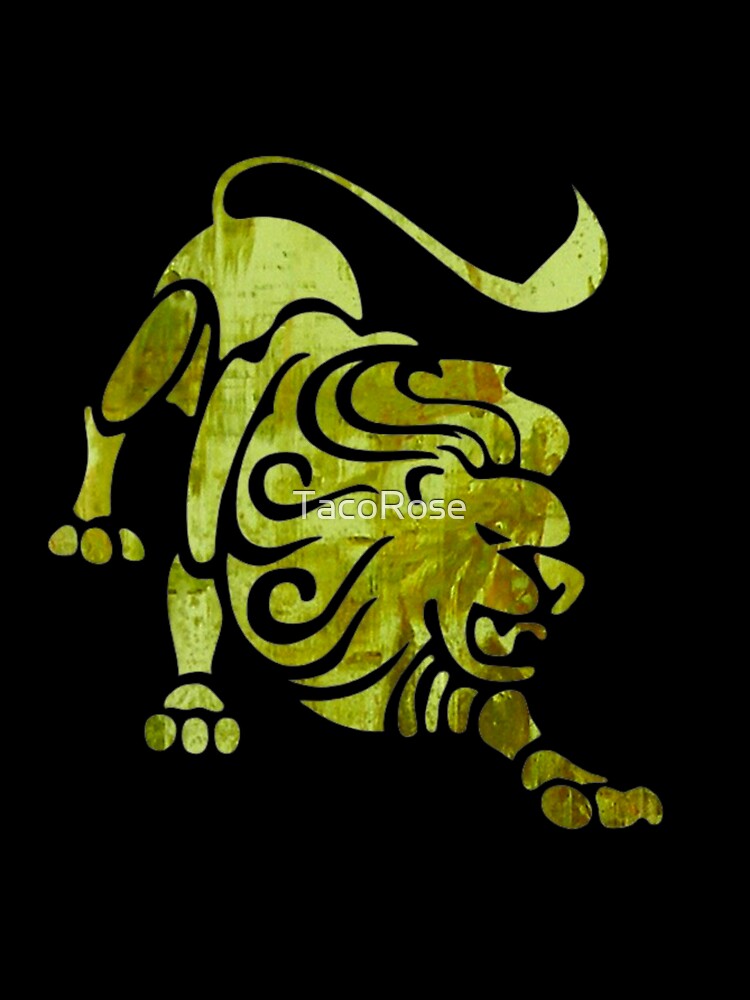Leo Zodiac Symbol Silhouette Design With August Birthstone Peridot Background by TacoRose