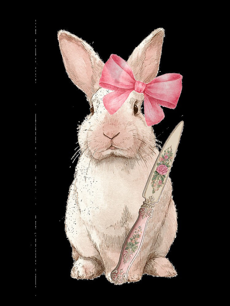 Victorian Coquette Bunny with Rococo Knife Sticker by mimesshop