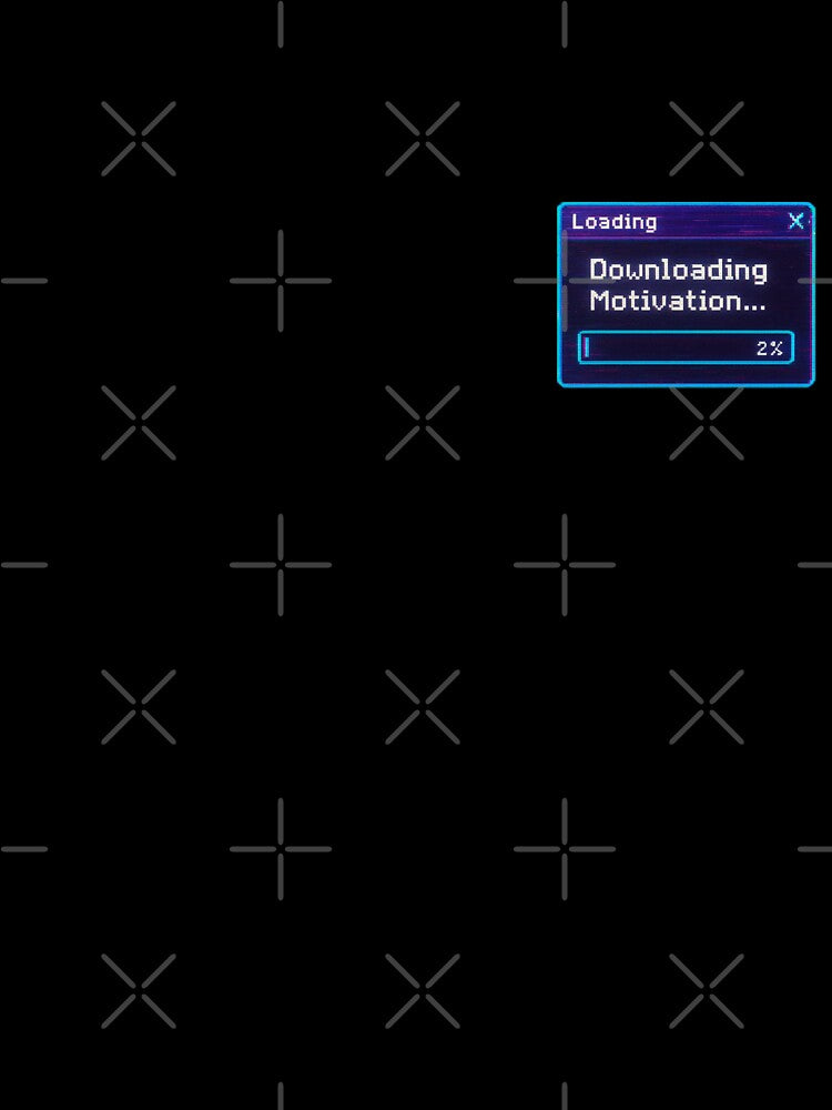 Downloading Motivation… 2% – Retro Loading Bar Glitch Design | Funny Y2K Aesthetic & Digital Nostalgia by Jennah