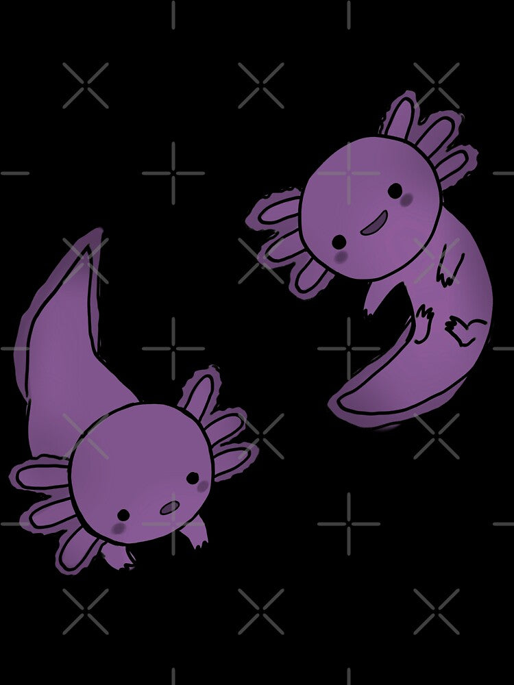 Black cute axolotls by Mayarart