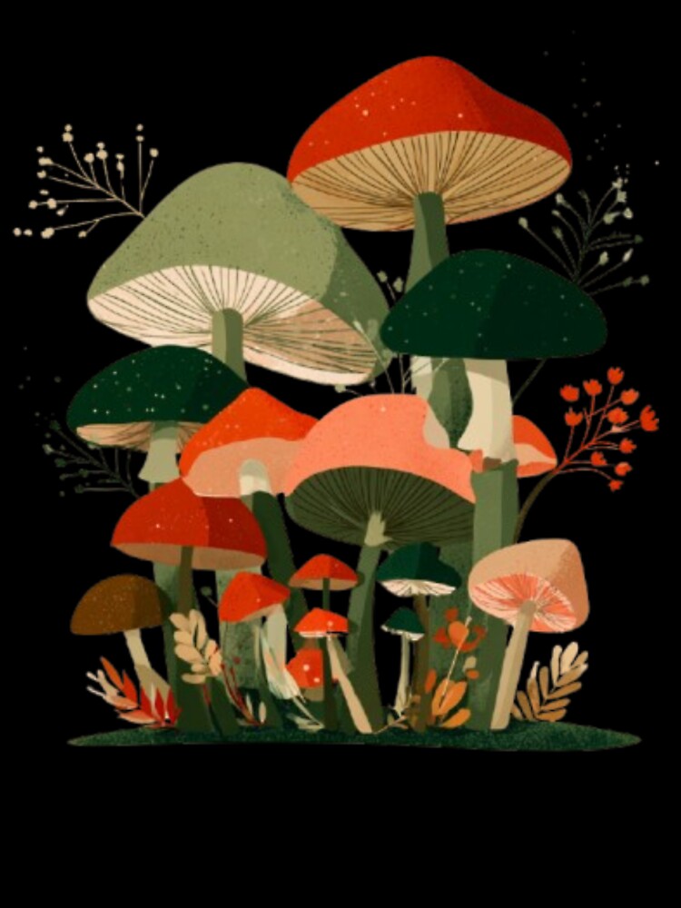 Whimsical Forest Mushrooms Cottagecore by AlexLineArt