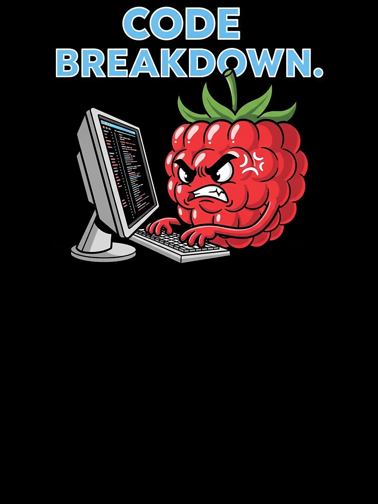 Angry Strawberry Coder – Funny Computer Breakdown Cartoon Design for Tech Lovers by hn79