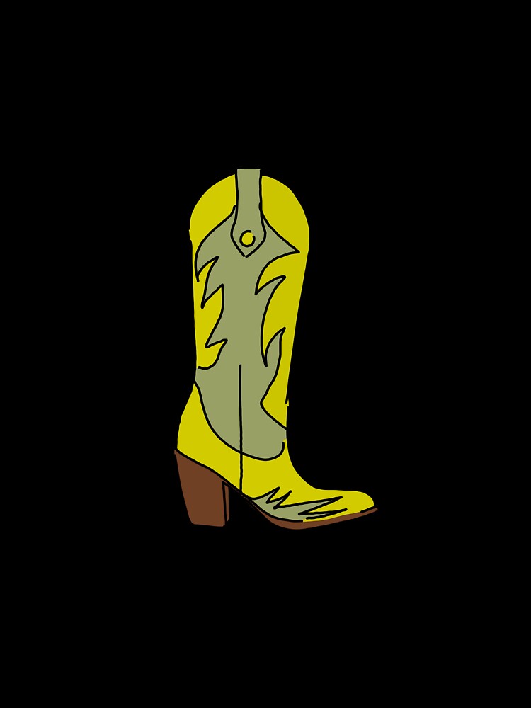Green Yellow Cowgirl Boots Illustration – rendy Western Cowboy Boot Art by Rosadraws
