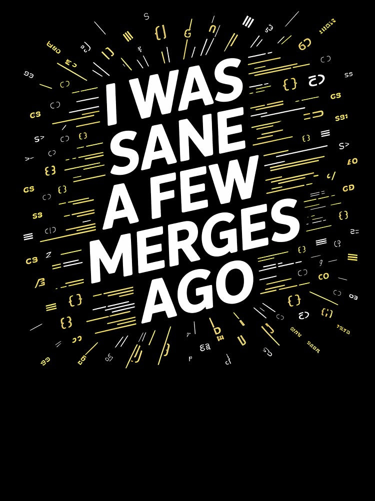 I Was Sane A Few Merges Ago - This gift is perfect for programmers, computer science students, and anyone who faces the daily struggles of coding with a sense of humor. by ZyziowskyArt