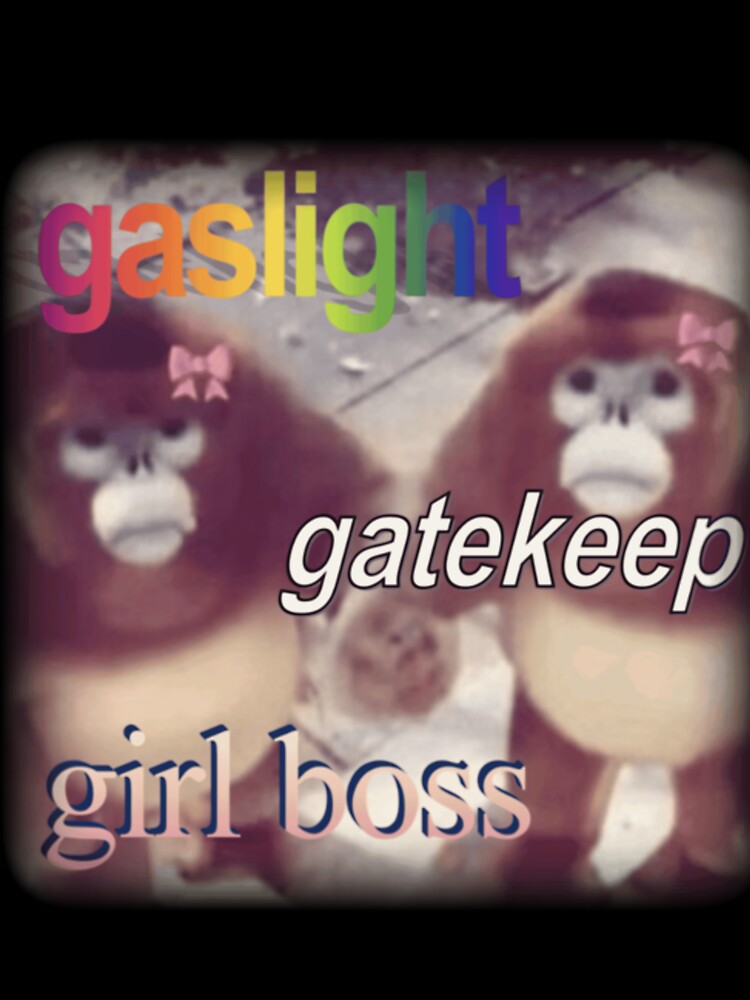 "gaslight gatekeep girlboss" monkey meme by monkey zone