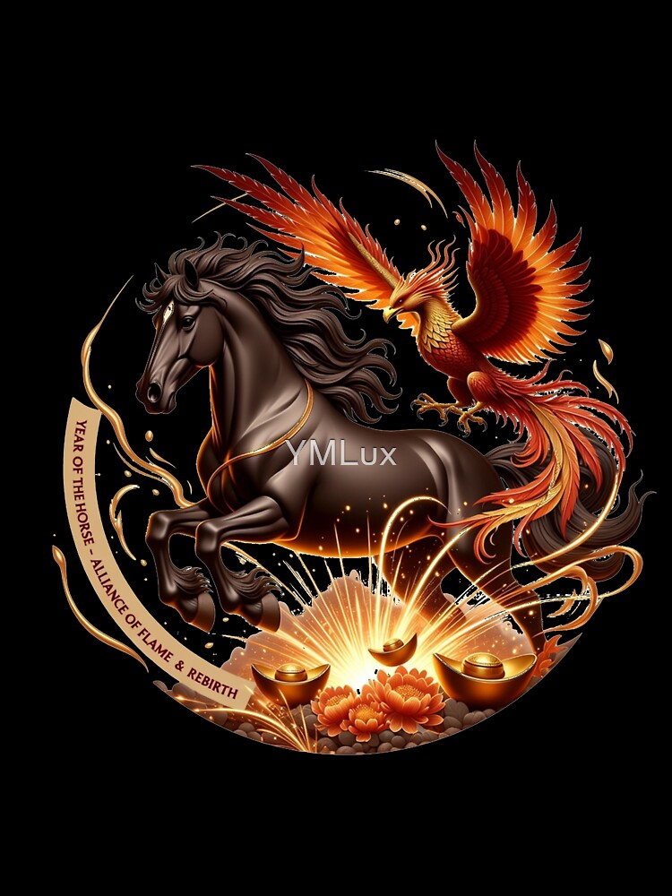 Year of the Wood Horse Phoenix T Shirt, Flames of Rebirth & Renewal Mug, Lunar New Year Gift by YMLux