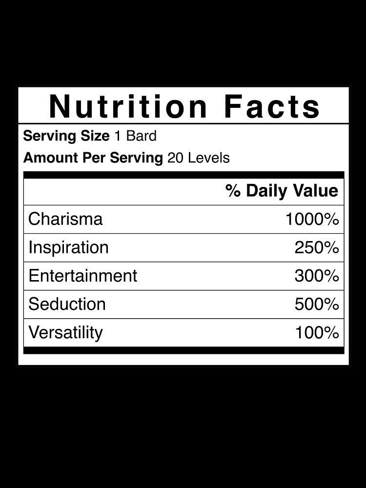 D&D Bard Nutrition Facts by erincrnkdesign