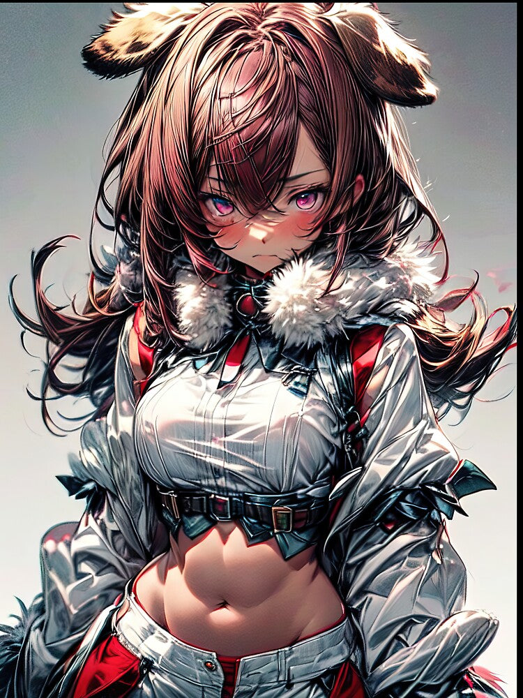 Anime snow girl fighter with bear ears portrait art by TheArtistOf2022