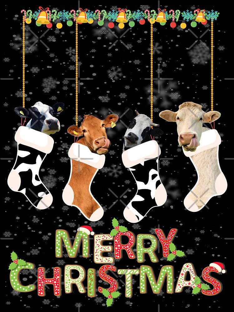 Christmas Cow in Socks by reginaturner