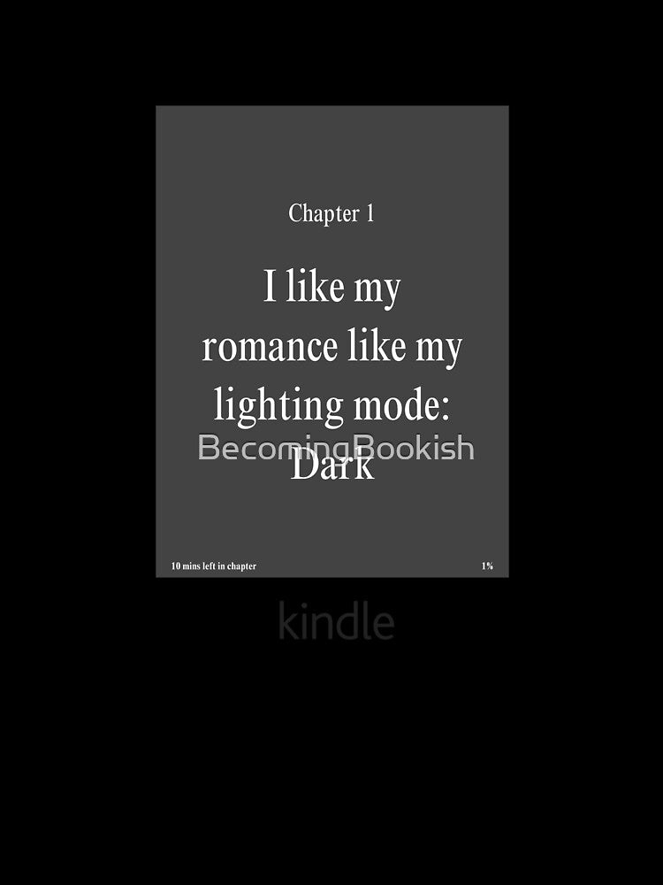 "I like my romance like my lighting mode: DARK" Kindle Ereader Sticker by BecomingBookish