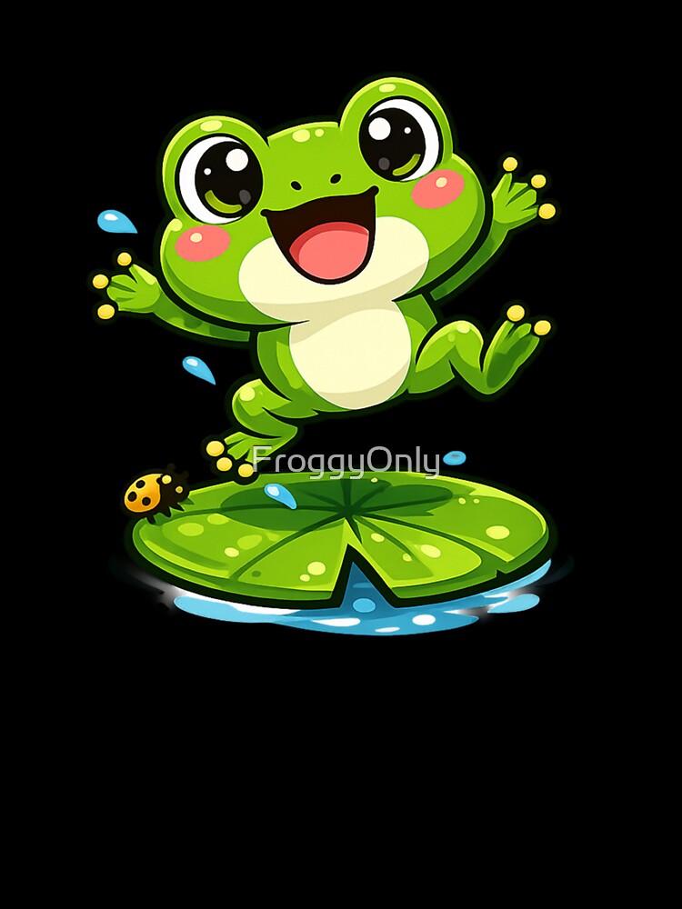 Happy frog on a water lily by FroggyOnly