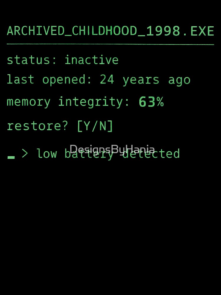 Archived Childhood 1998 – Restore? [Y/N] by DesignsByHania