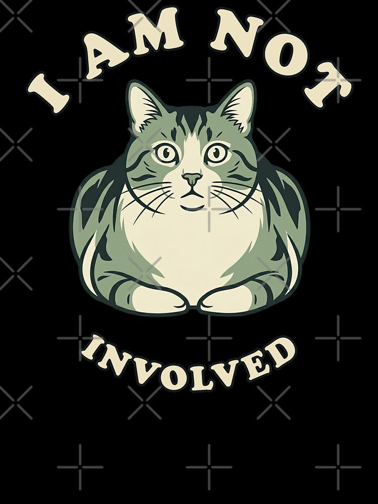 I Am Not Involved | Funny Suspicious Tabby Cat Graphic by Akio Saiko