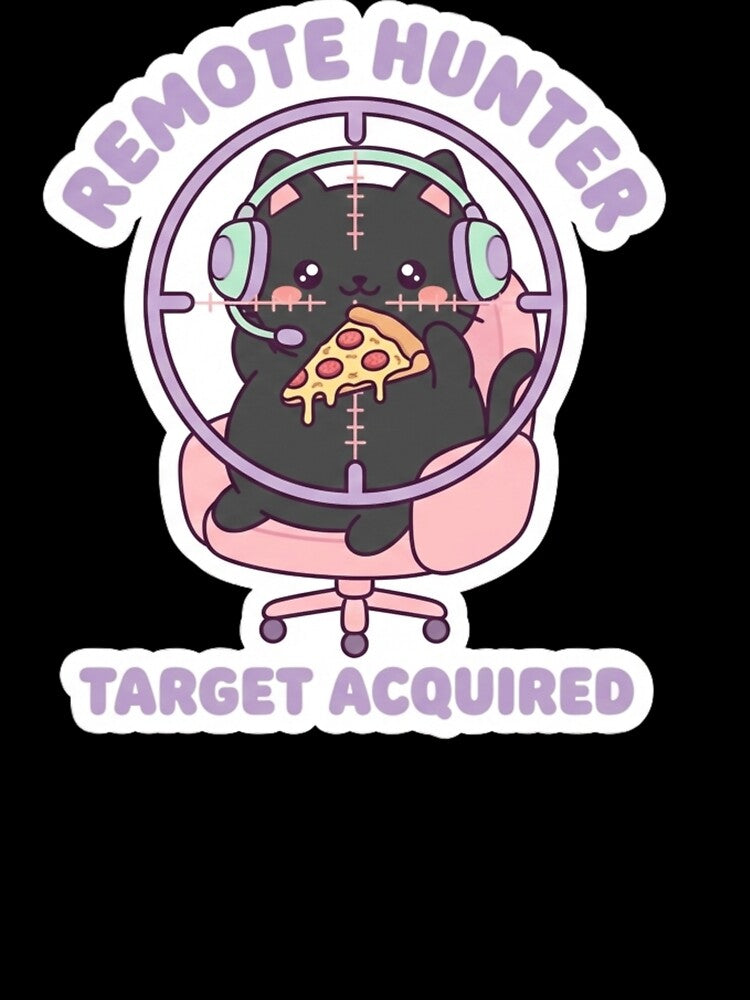Remote Hunter Target Acquired Cute Cat Gamer Work From Home Sticker by ZYNORAworld