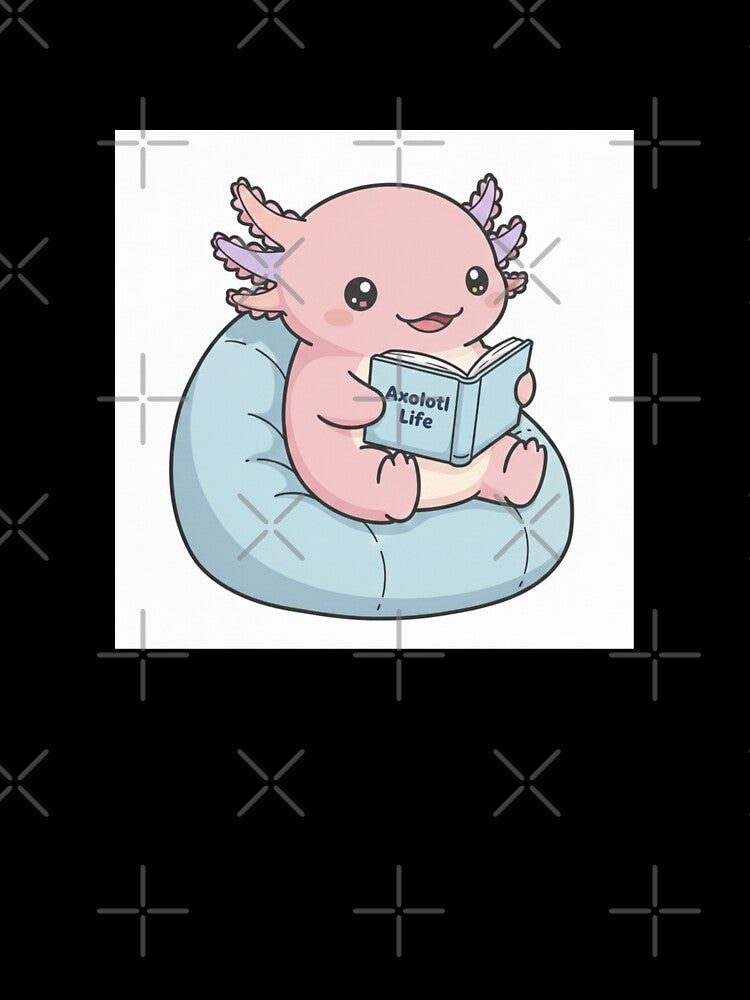Book Axolotl cute kawaii pink funny adorable doodle birthday christmas by CheeseBlueprint