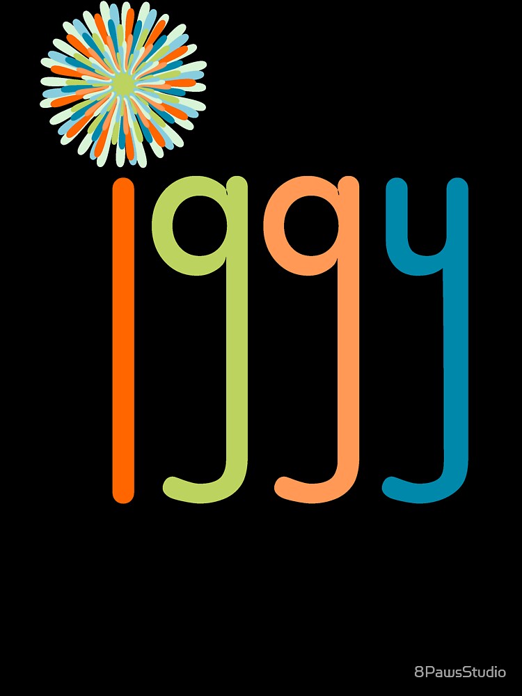 Iggy with Pom Pom Colorful Typography on White - Italian Greyhound by 8PawsStudio