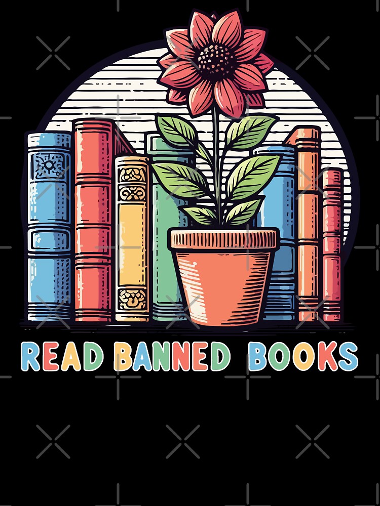 Read Banned Books Pot Flower Colorful by TomFrontierArt