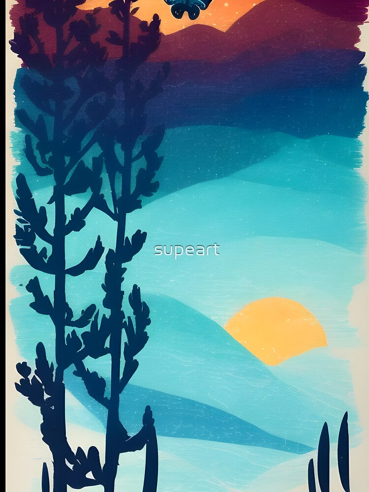 Add a Touch of Nature to Your Home with Our Wide Selection of Beautiful Minimalist Landscape Mountain Trees Prints by supeart