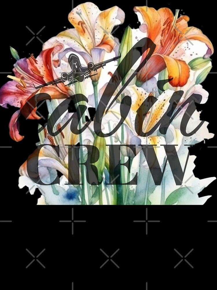 Cabin Crew & Lilies watercolor design for Flight Attendants Stewardess Flight Crew by AviationArtists