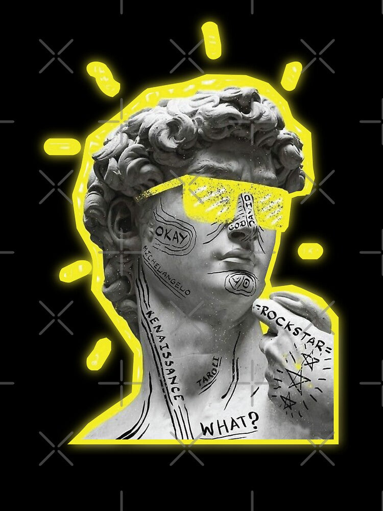 Vaporwave Doodle David statue by PourElla