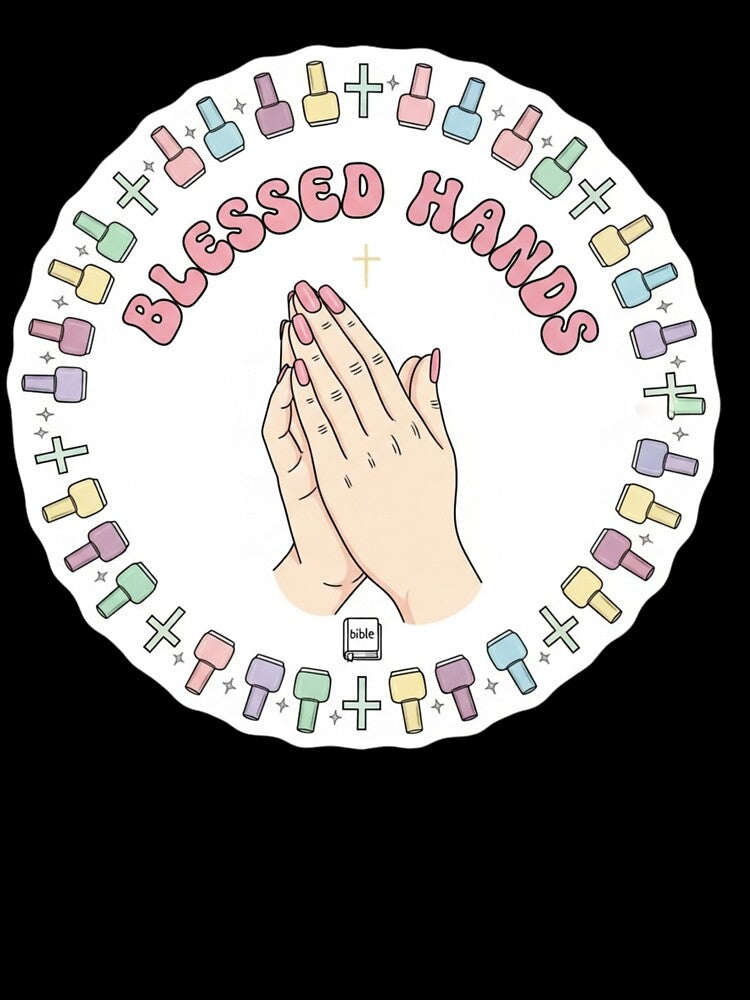 Blessed Hands – Christian Nail Tech Pastel Sticker Design by Illustrated Faith